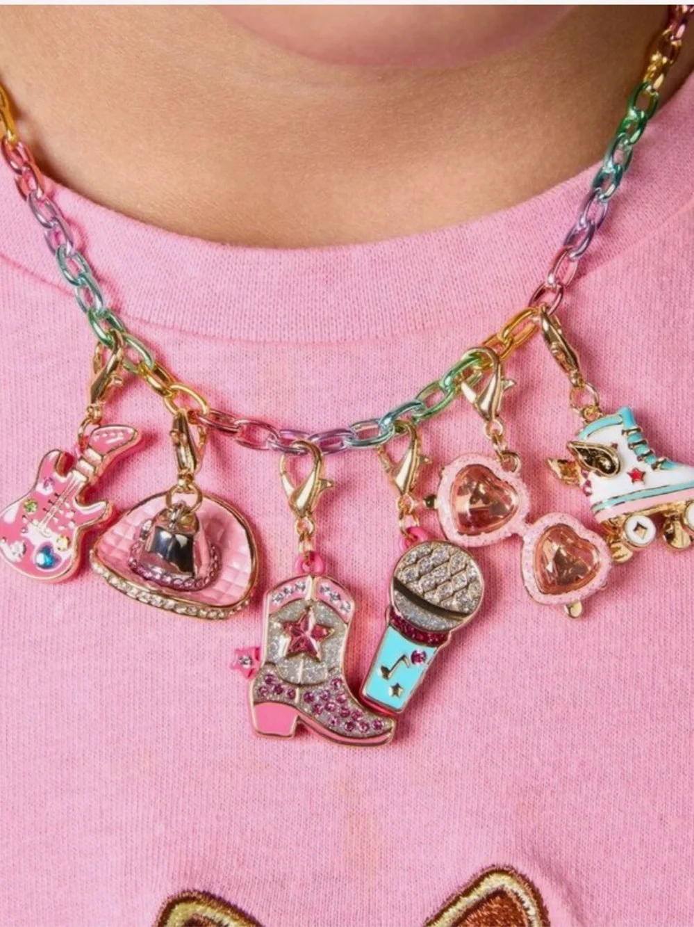 FAO Schwarz Gold-Tone Pink Heart Charm Earrings